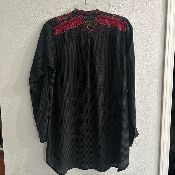 Biya by Johnny Was black embroidered silk tunic size S - Picture 7 of 7